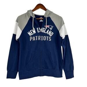 Majestic NFL New England Patriots full zip hooded sweatshirt pockets sz medium